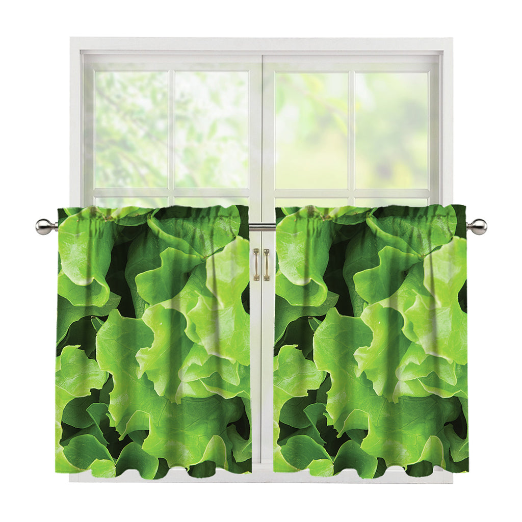 Fresh Lettuce Leaves Print Tier Curtains