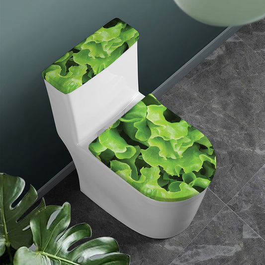 Fresh Lettuce Leaves Print Toilet Lid And Tank Cover Set