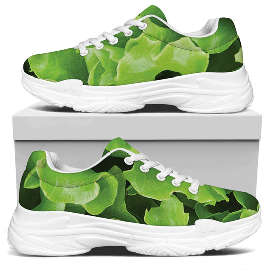 Fresh Lettuce Leaves Print White Chunky Shoes