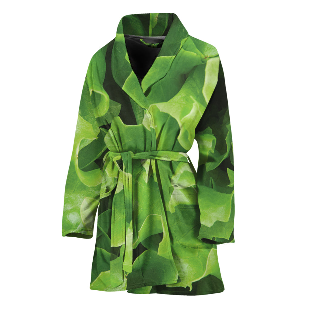 Fresh Lettuce Leaves Print Women's Bathrobe