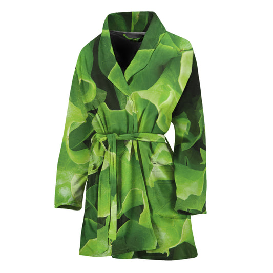 Fresh Lettuce Leaves Print Women's Bathrobe