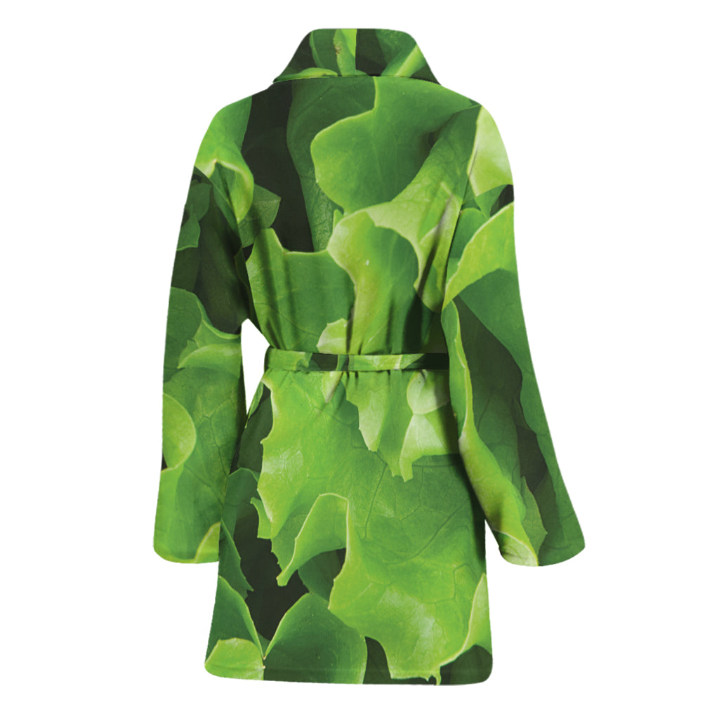 Fresh Lettuce Leaves Print Women's Bathrobe
