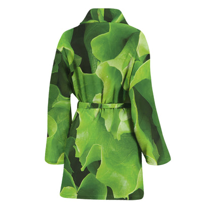 Fresh Lettuce Leaves Print Women's Bathrobe