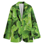 Fresh Lettuce Leaves Print Women's Cotton Blazer