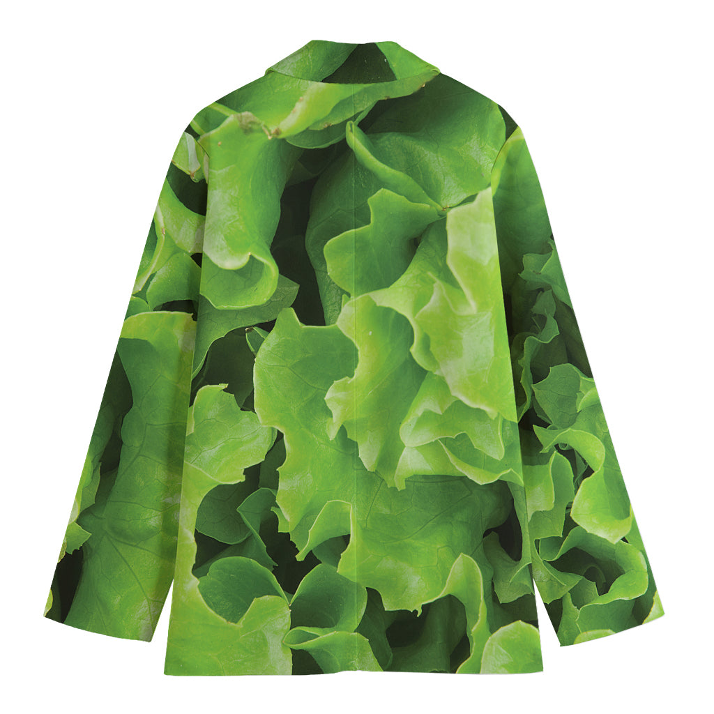 Fresh Lettuce Leaves Print Women's Cotton Blazer
