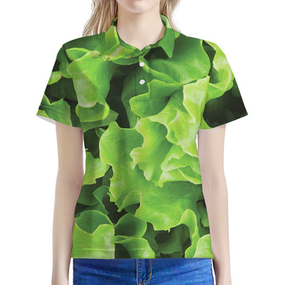 Fresh Lettuce Leaves Print Women's Polo Shirt