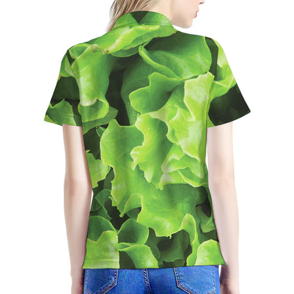 Fresh Lettuce Leaves Print Women's Polo Shirt
