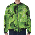 Fresh Lettuce Leaves Print Zip Sleeve Bomber Jacket
