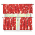 Fresh Meat Print 3 Piece Kitchen Curtains