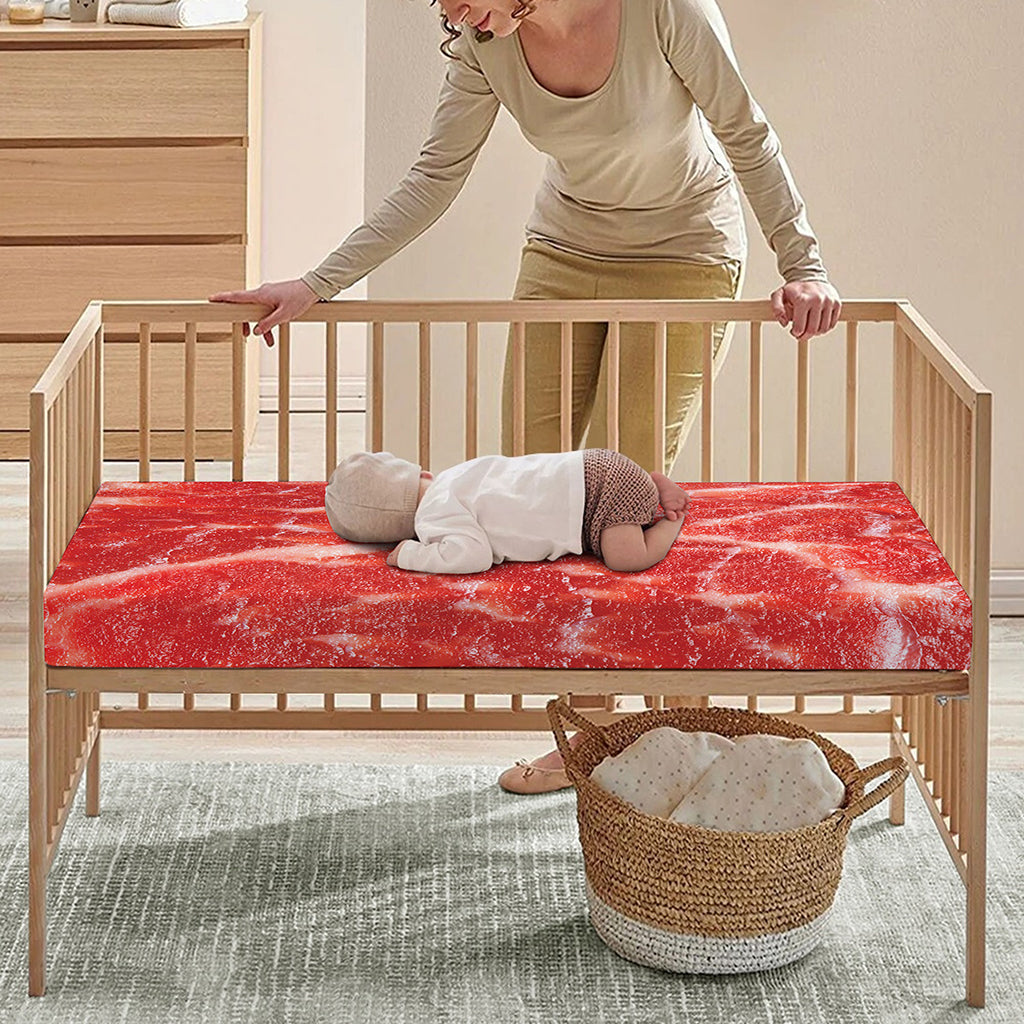 Fresh Meat Print Baby Crib Sheet