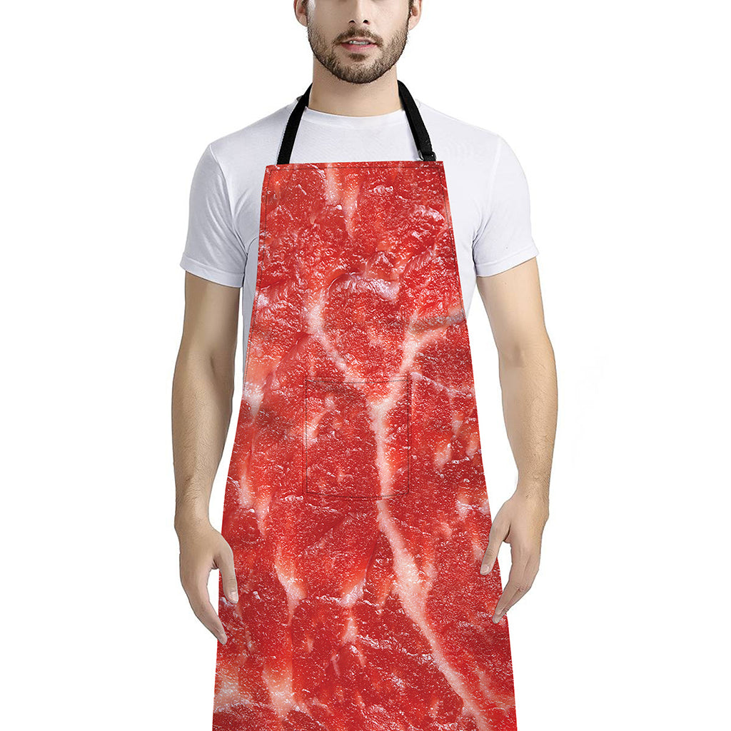Fresh Meat Print Bib Apron With Pocket