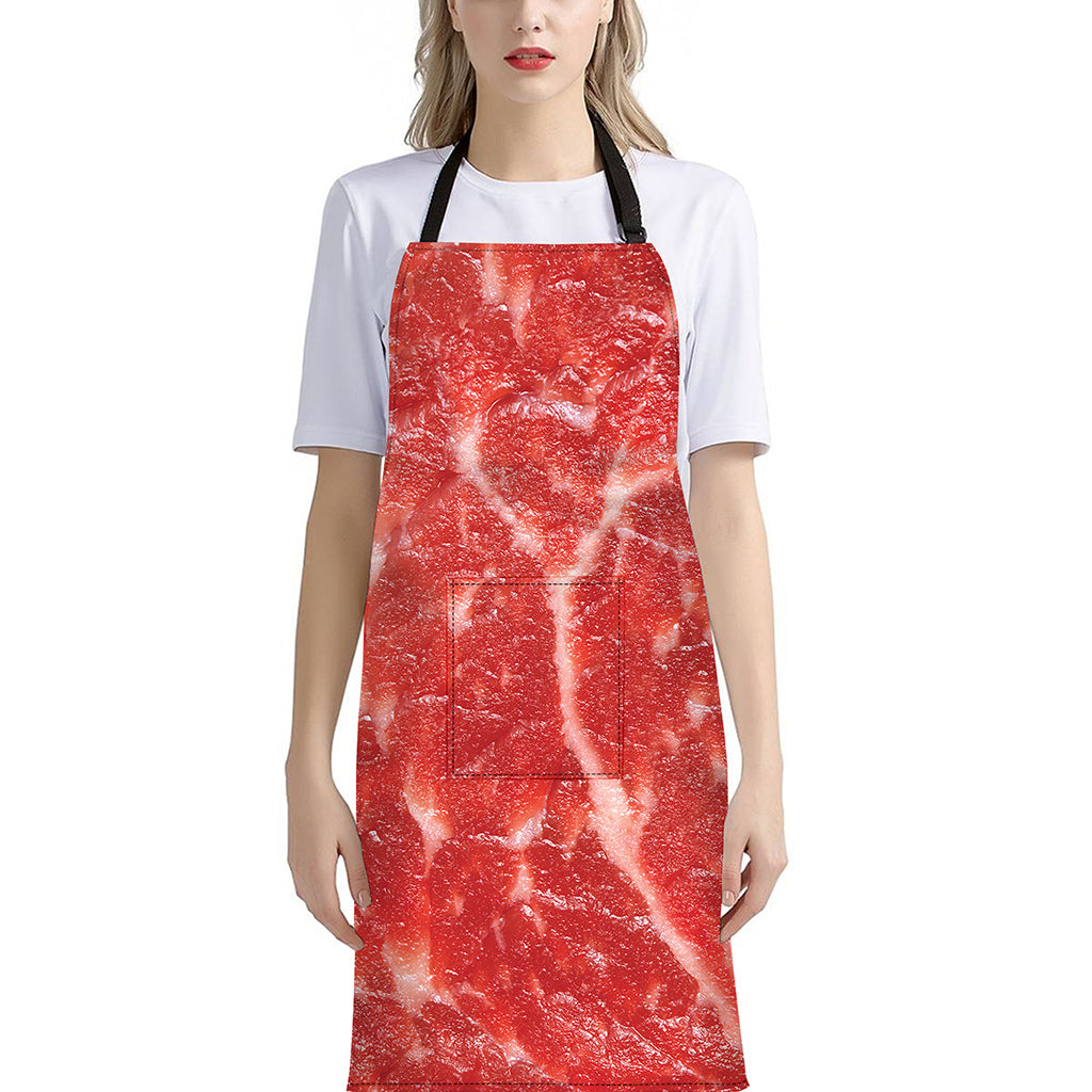 Fresh Meat Print Bib Apron With Pocket