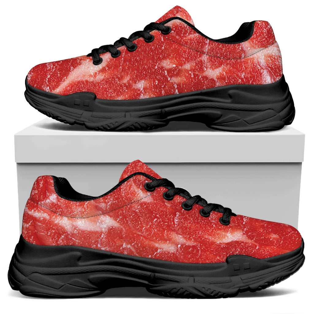 Fresh Meat Print Black Chunky Shoes