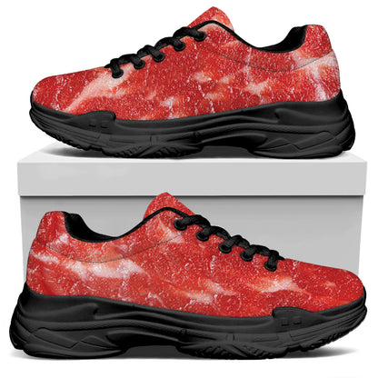 Fresh Meat Print Black Chunky Shoes