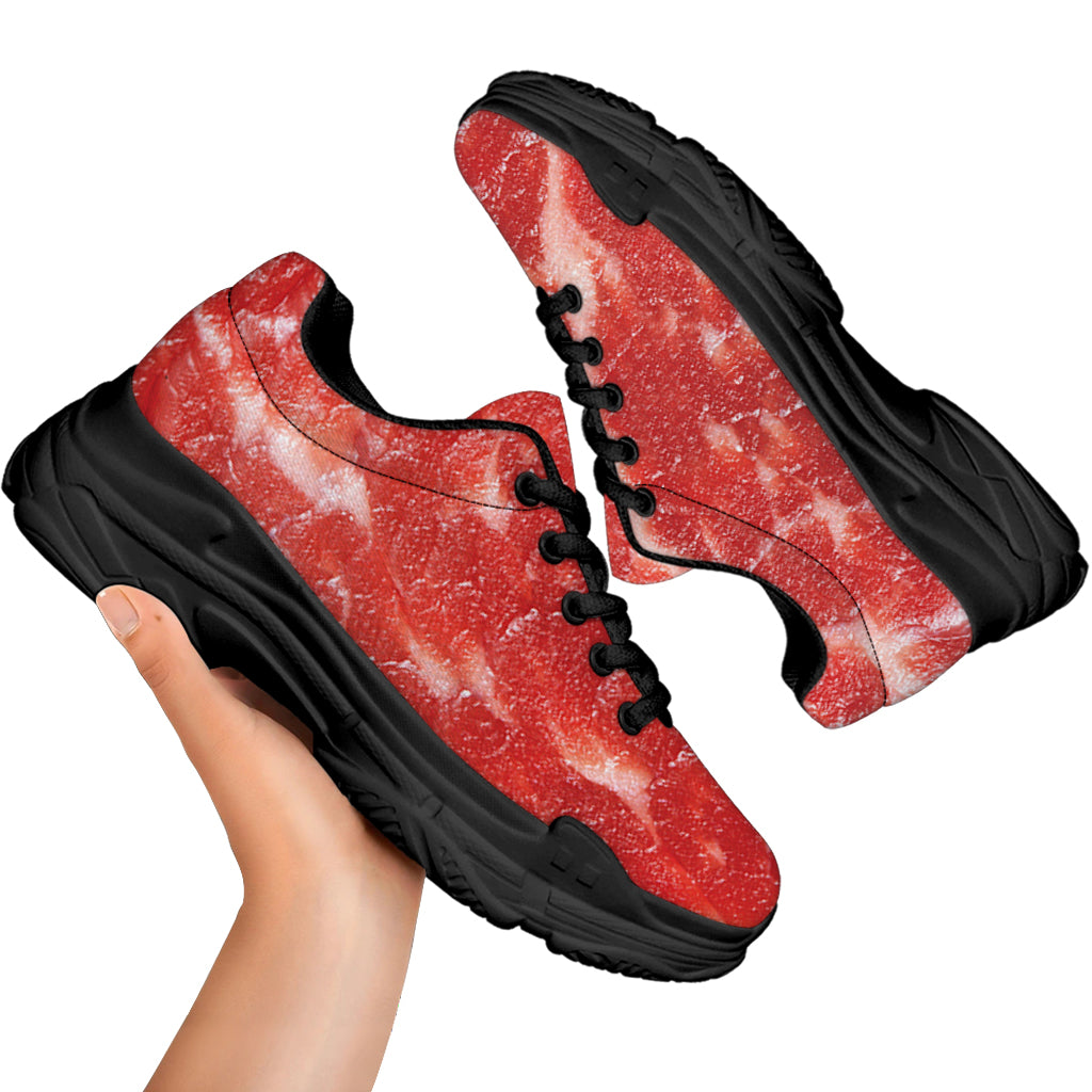 Fresh Meat Print Black Chunky Shoes