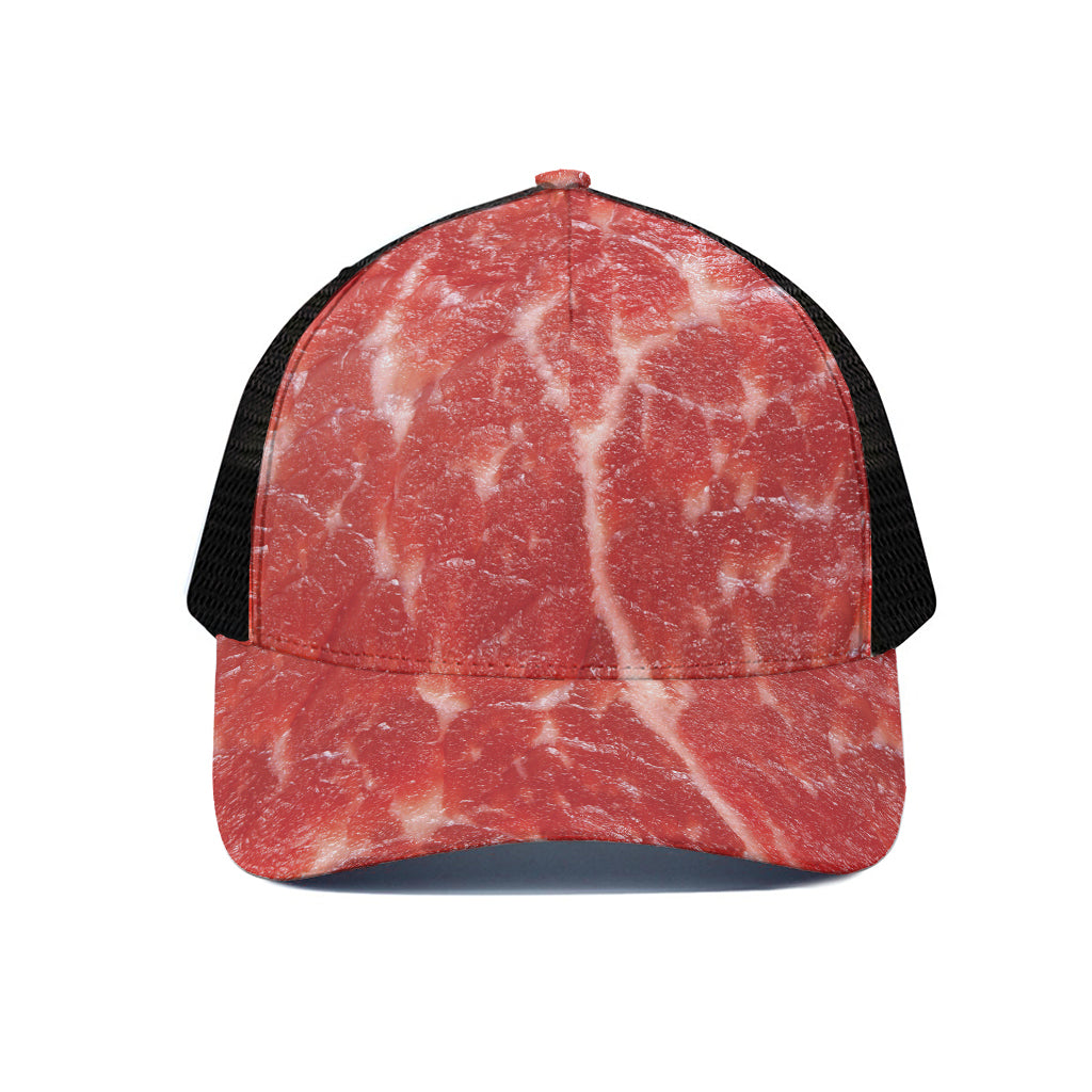 Fresh Meat Print Black Mesh Trucker Cap