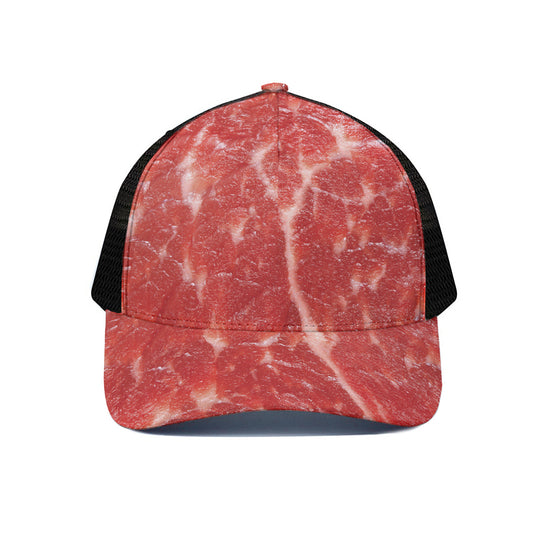 Fresh Meat Print Black Mesh Trucker Cap