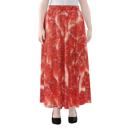 Fresh Meat Print Chiffon Maxi Skirt