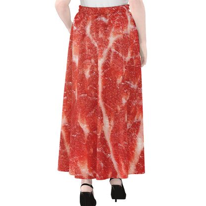 Fresh Meat Print Chiffon Maxi Skirt