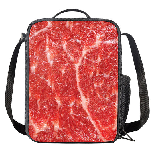 Fresh Meat Print Crossbody Lunch Bag