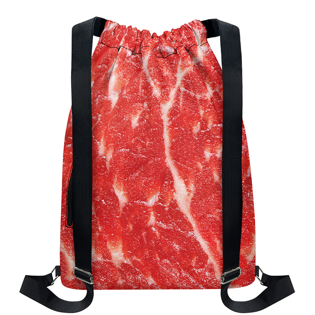 Fresh Meat Print Drawstring Backpack