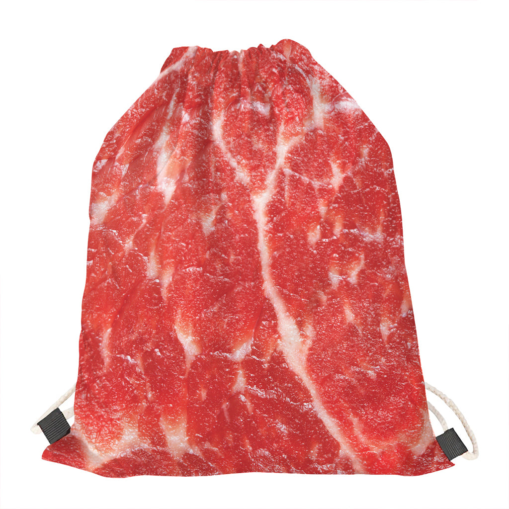 Fresh Meat Print Drawstring Bag