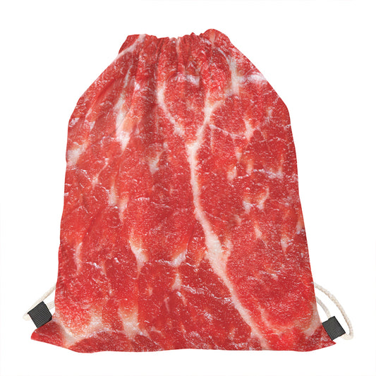 Fresh Meat Print Drawstring Bag