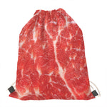 Fresh Meat Print Drawstring Bag