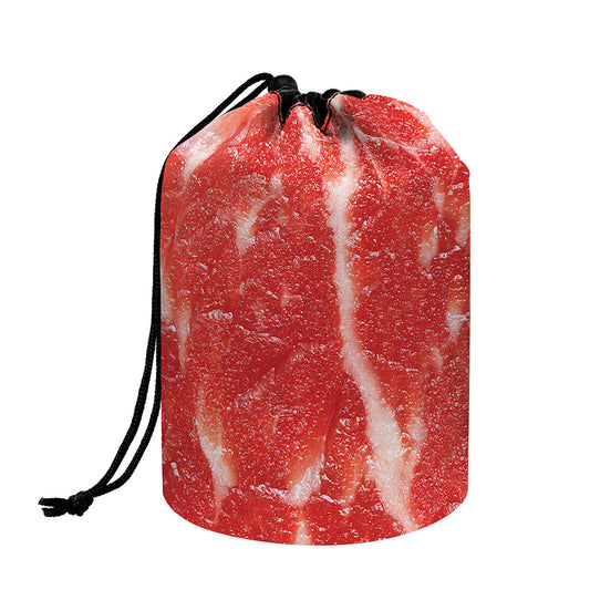 Fresh Meat Print Drawstring Makeup Bag