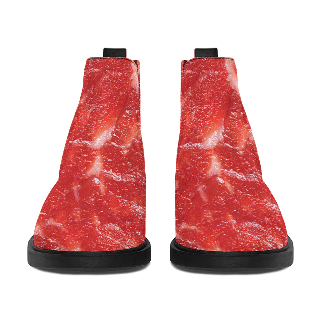 Fresh Meat Print Flat Ankle Boots