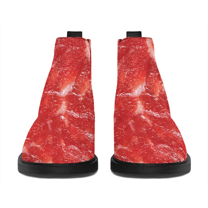 Fresh Meat Print Flat Ankle Boots