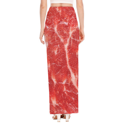 Fresh Meat Print High Slit Maxi Skirt