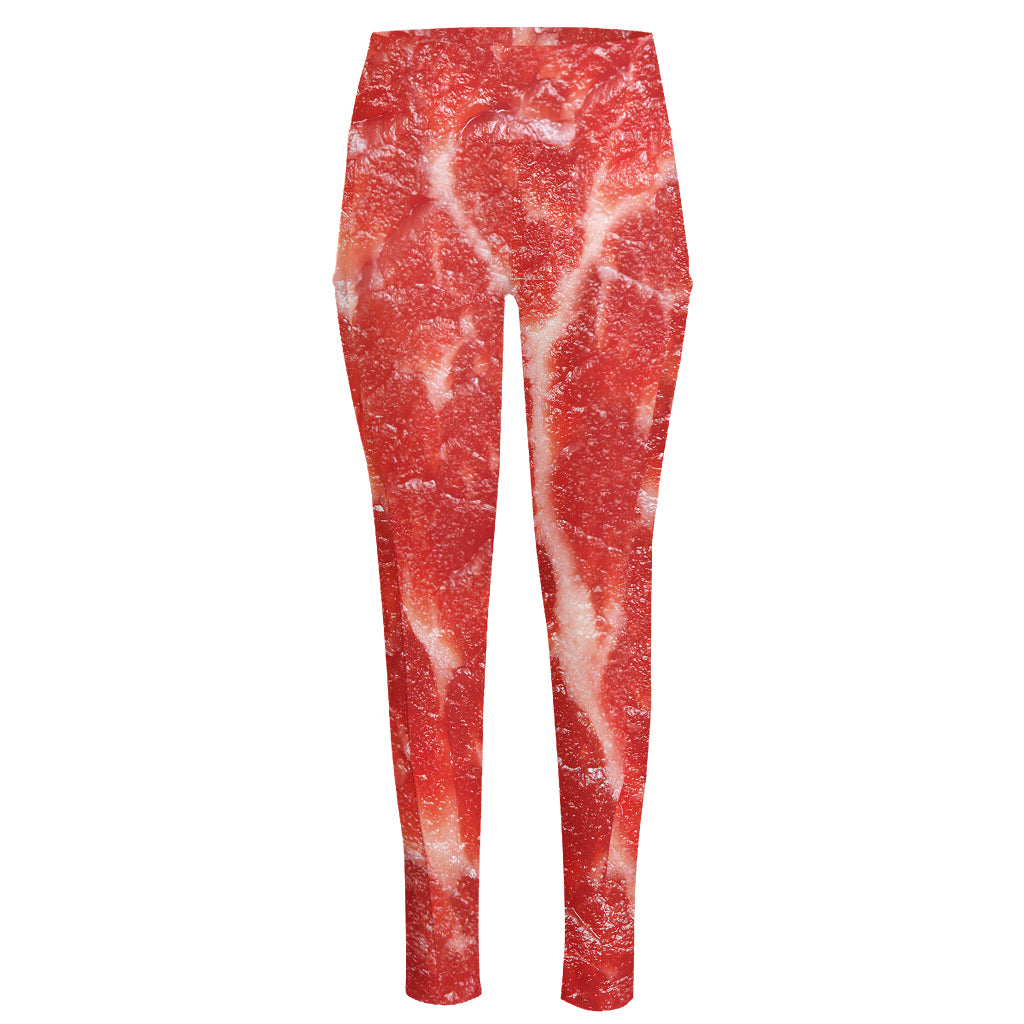 Fresh Meat Print High-Waisted Pocket Leggings