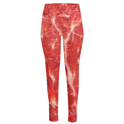 Fresh Meat Print High-Waisted Pocket Leggings