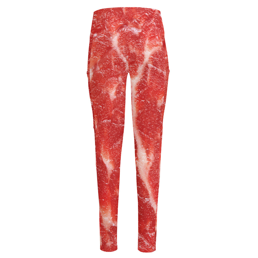 Fresh Meat Print High-Waisted Pocket Leggings
