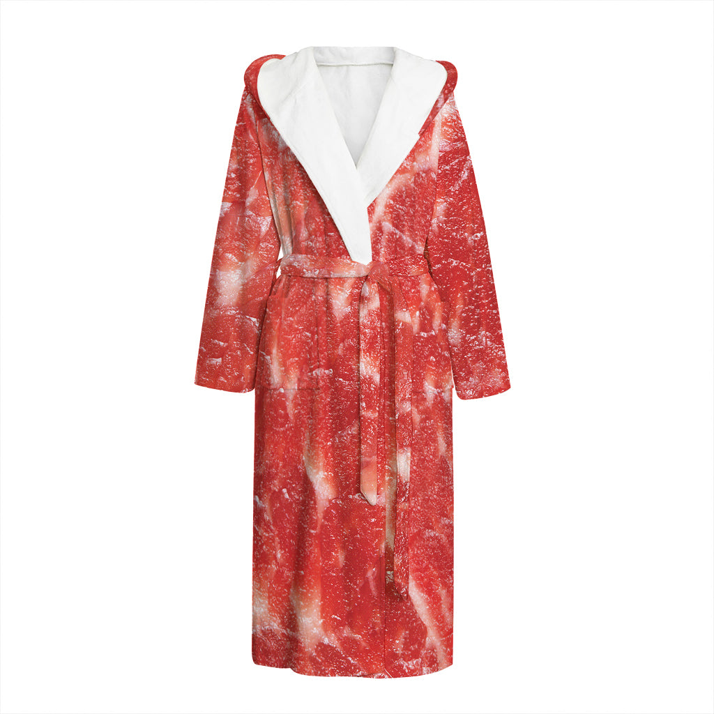 Fresh Meat Print Hooded Bathrobe