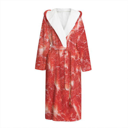 Fresh Meat Print Hooded Bathrobe