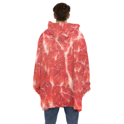 Fresh Meat Print Hoodie Blanket