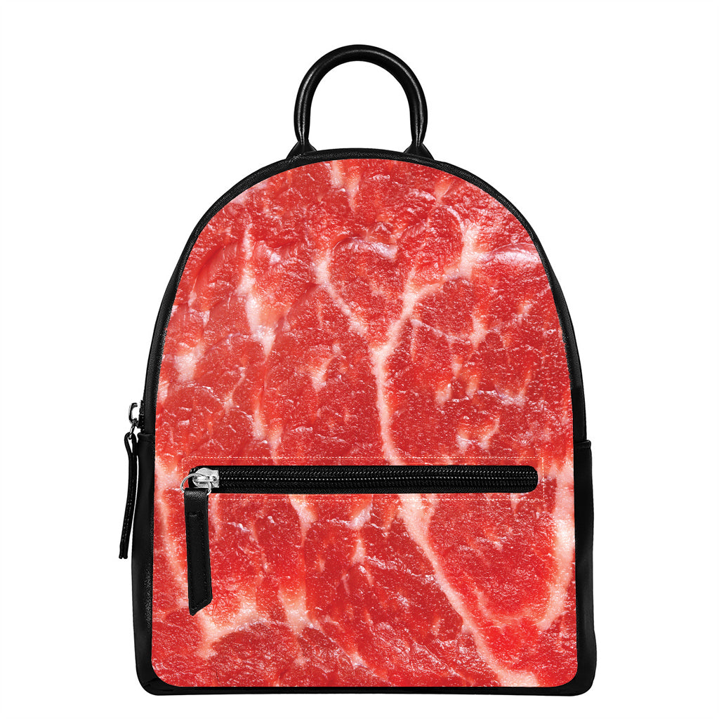 Fresh Meat Print Leather Backpack