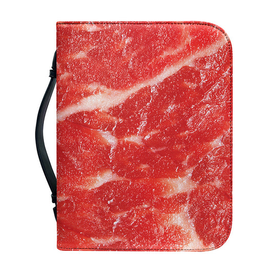 Fresh Meat Print Leather Bible Cover