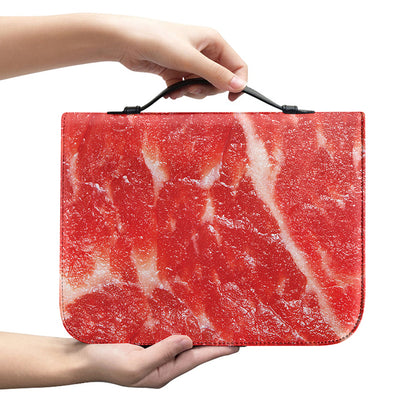 Fresh Meat Print Leather Bible Cover