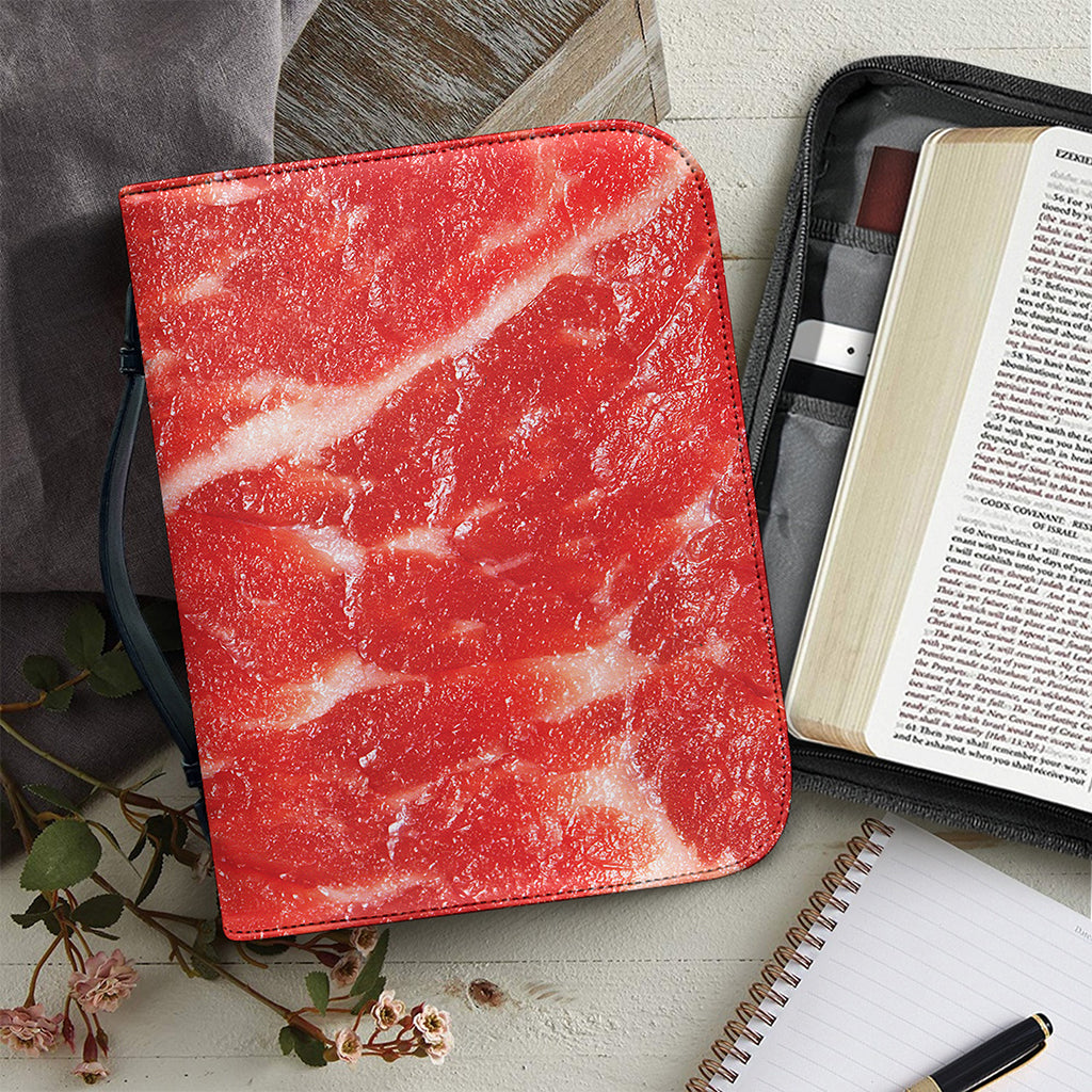 Fresh Meat Print Leather Bible Cover