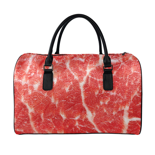Fresh Meat Print Leather Duffle Bag