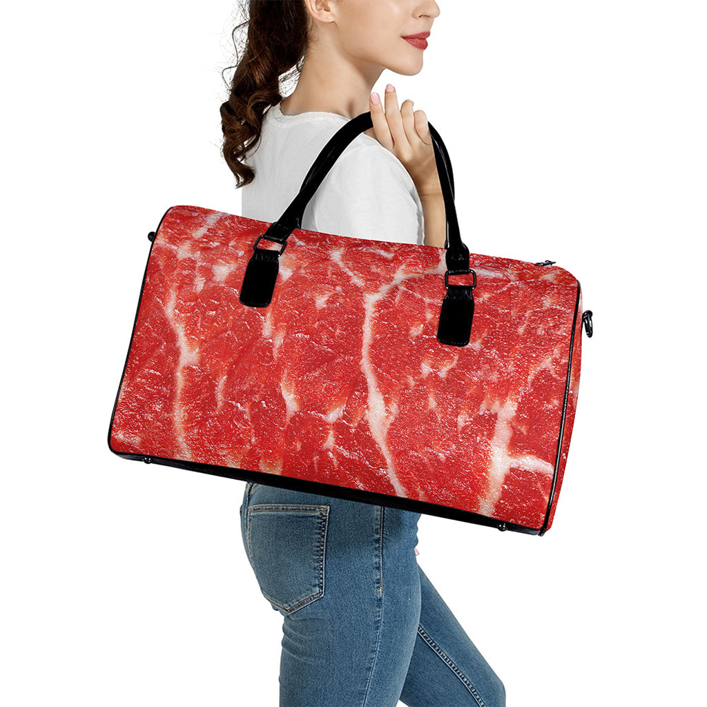 Fresh Meat Print Leather Duffle Bag