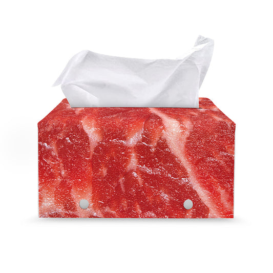 Fresh Meat Print Leather Tissue Box Cover