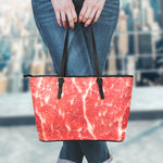 Fresh Meat Print Leather Tote Bag