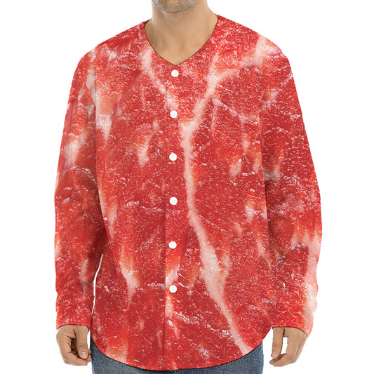 Fresh Meat Print Long Sleeve Baseball Jersey