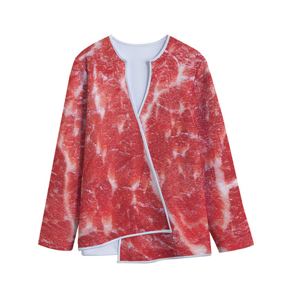 Fresh Meat Print Long Sleeve Short Coat
