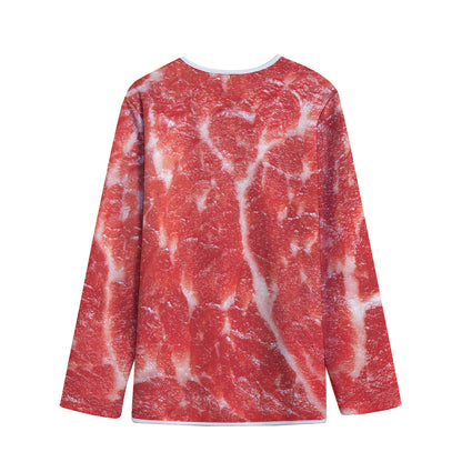 Fresh Meat Print Long Sleeve Short Coat