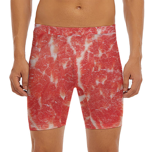 Fresh Meat Print Men's Long Boxer Briefs